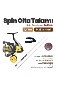Okuma Capricorn 3000 Makine - Red Spin 243cm 7-28 gr Kamış Spin Set